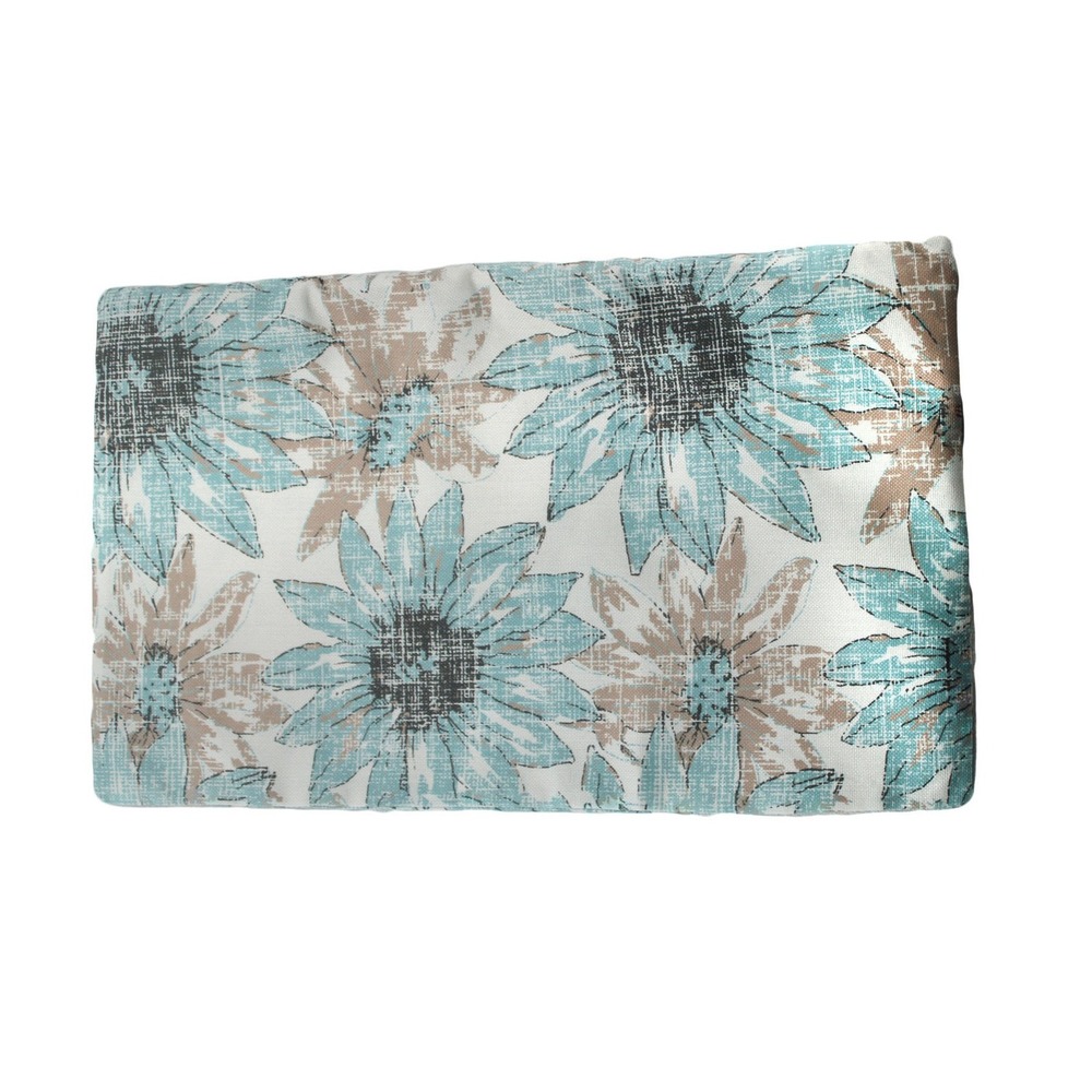 Milis Home Set of 2 Blue Cream Sunflower Lumbar Pillow Covers 11x19 Farmhouse